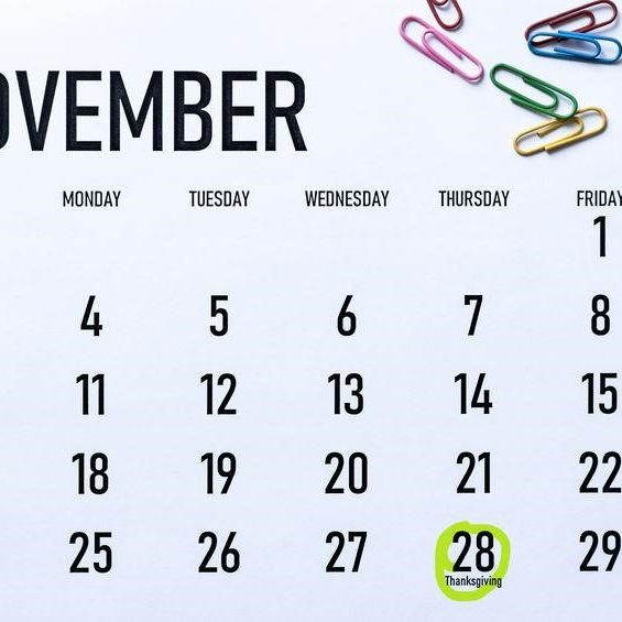 Thanksgiving calendar