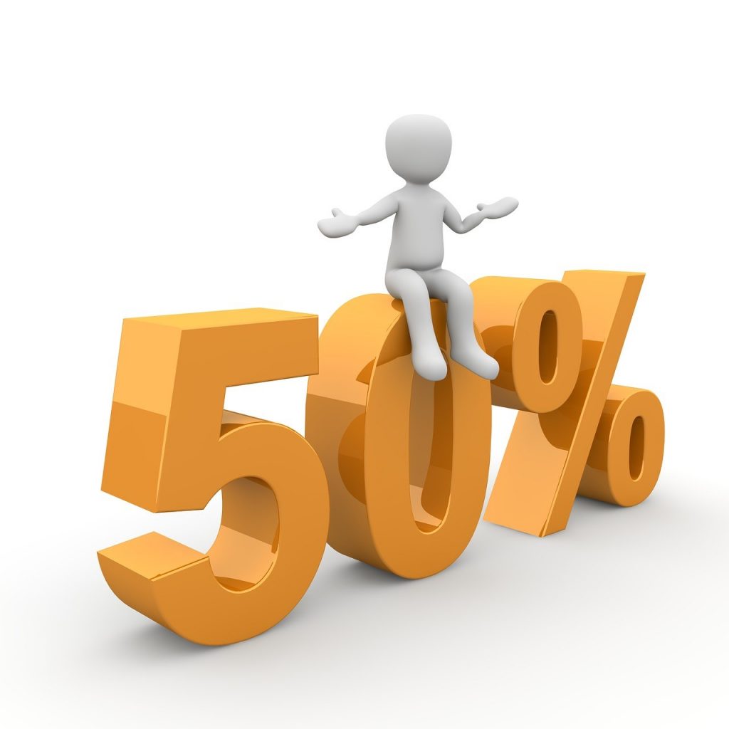 oversized discount figure 50 percent - concept