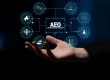 AEO Concept of Digital Transformation with Gears and Icons Representing Technology, Innovation, and Data Analytics